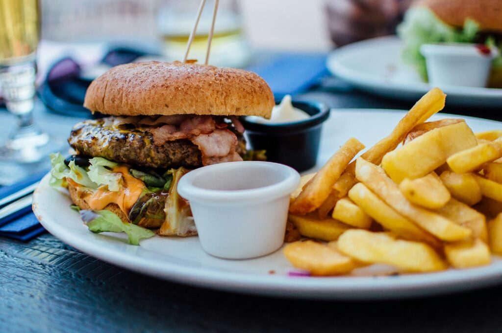 Bacon burger served with chips and dips, Burger King menu prices South Africa