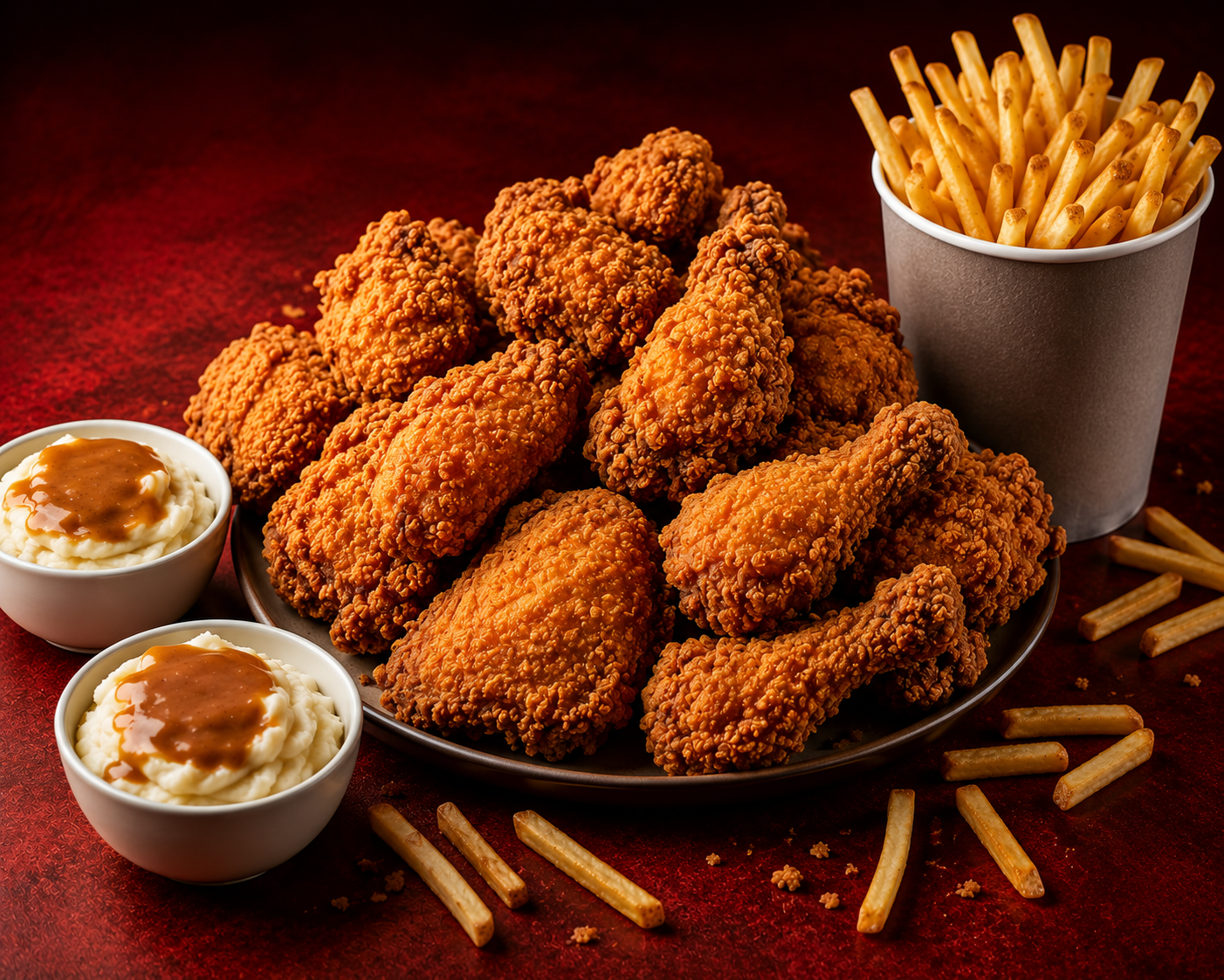 Crispy fried chicken pieces served with chips and sides, illustrating Chicken Licken Hotwings pack prices in South Africa