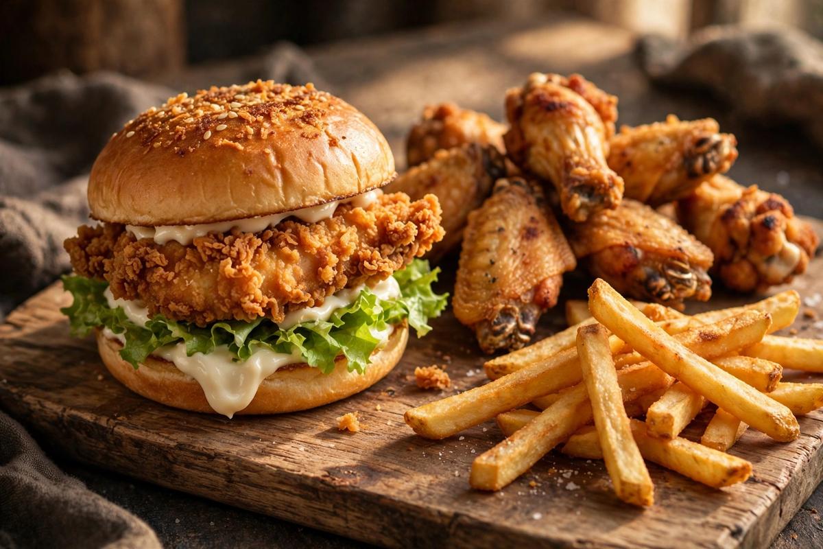 Hungry Lion menu prices South Africa - chicken burger, wings and fries